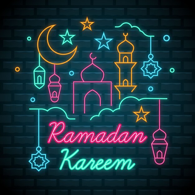 Colección de letreros de neón de Ramadán