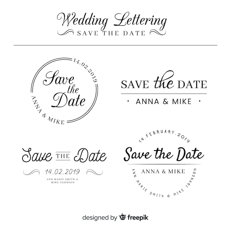 Vector gratuito colección lettering boda