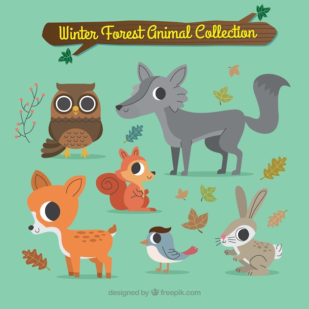 Vector gratuito colección linda de animales de bosque