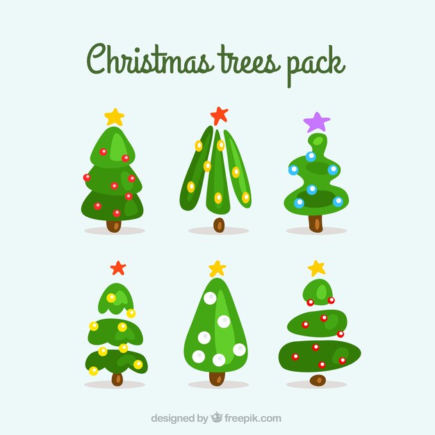 Colección linda del árbol de navidad
