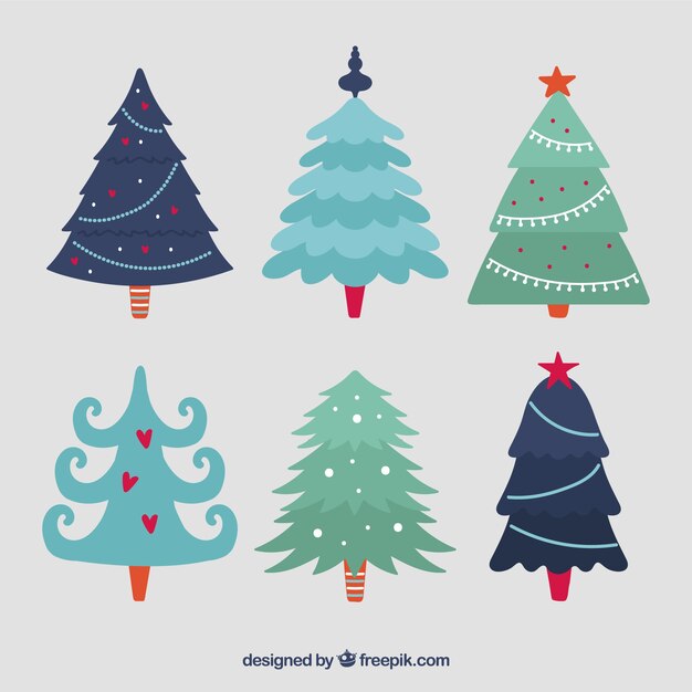 Colección linda de árboles de navidad