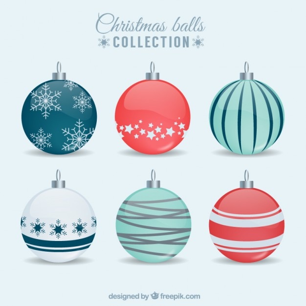 Vector gratuito colección linda de bolas de navidad