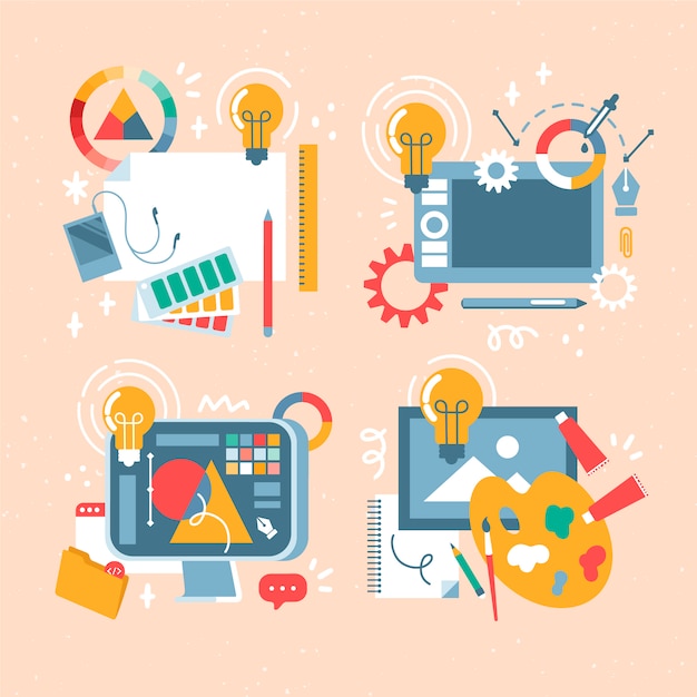 Colección linda creatividad dibujada a mano