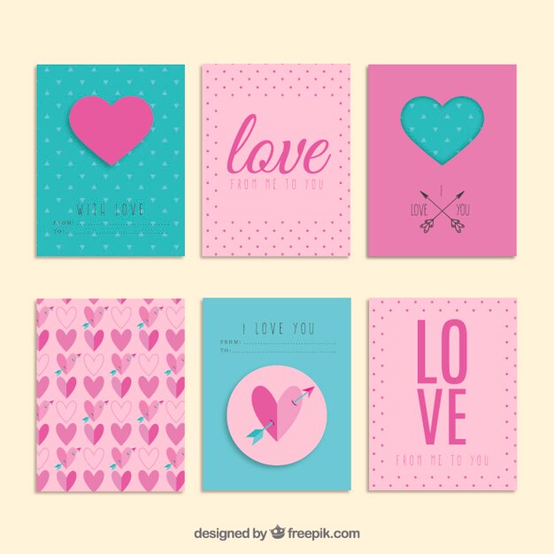 Colección linda de tarjetas del día de San Valentín