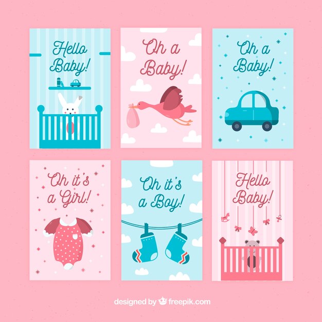 Colección de lindas tarjetas de bebé