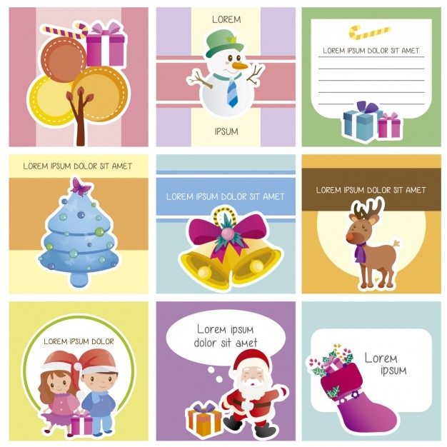 Vector gratuito colección de lindas tarjetas de navidad