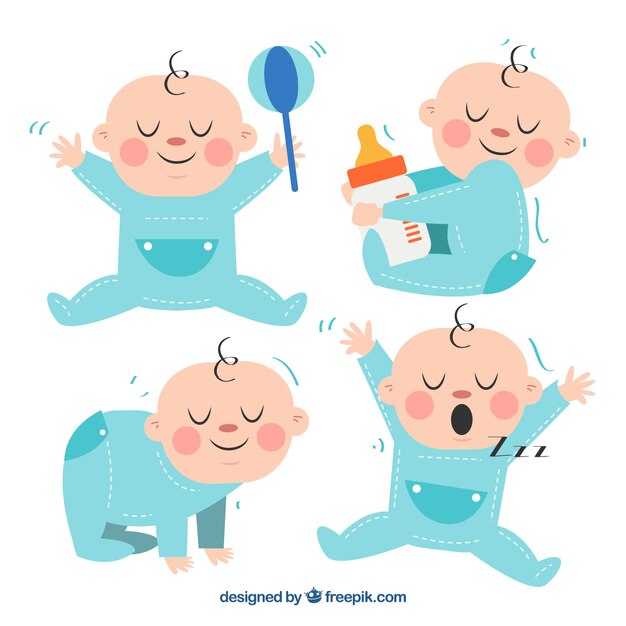 Colección de lindos bebés en diferentes poses