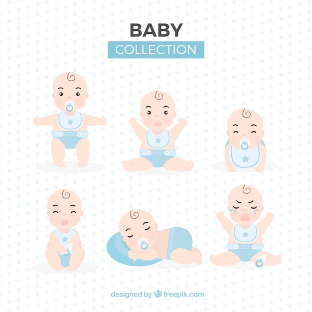 Colección de lindos bebés en diferentes poses