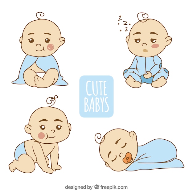 Colección de lindos bebés en diferentes poses
