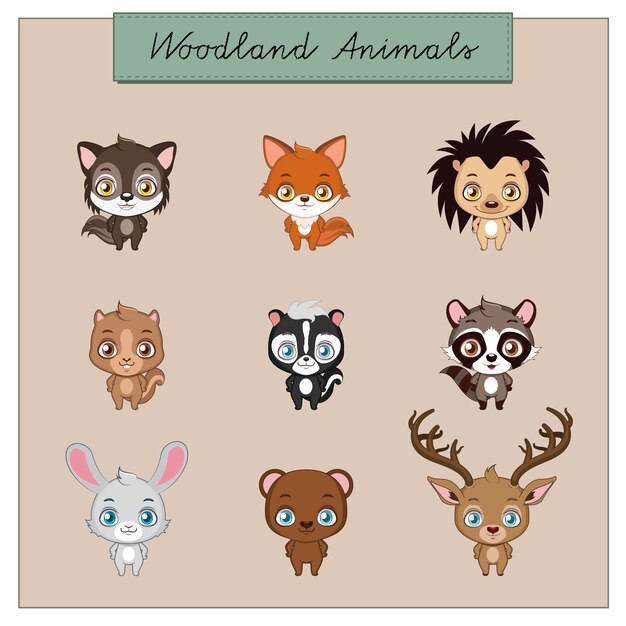 Colección de lindos etiquetas de animales