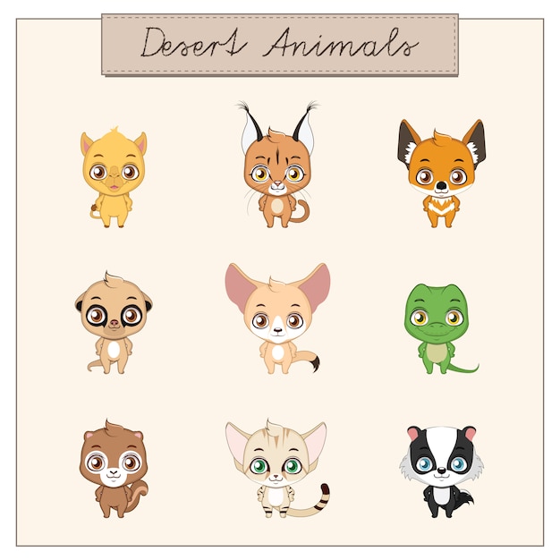 Vector gratuito colección de lindos etiquetas de animales