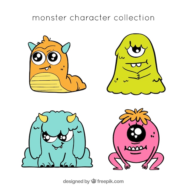 Colección de lindos personajes de monstruos