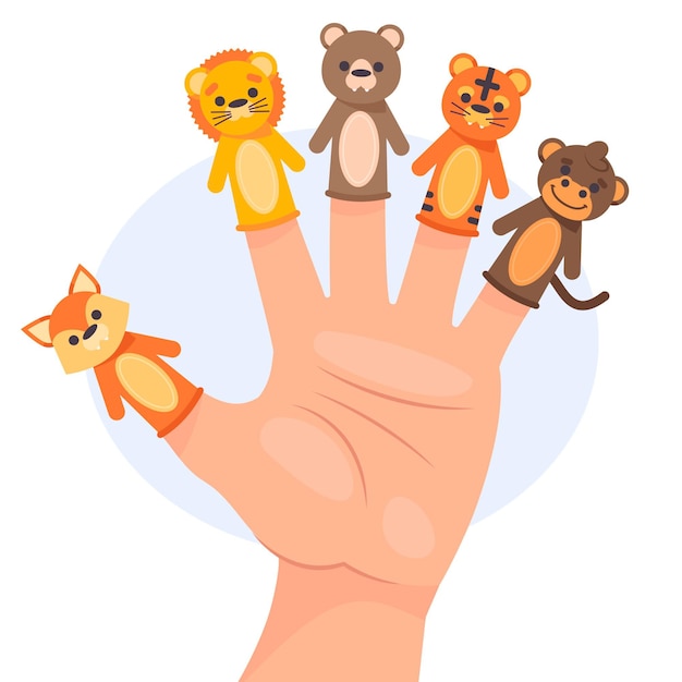 Colección de lindos títeres de dedo para niños