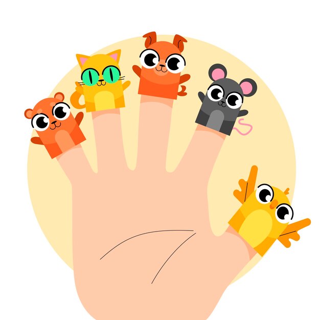 Colección de lindos títeres de dedo para niños