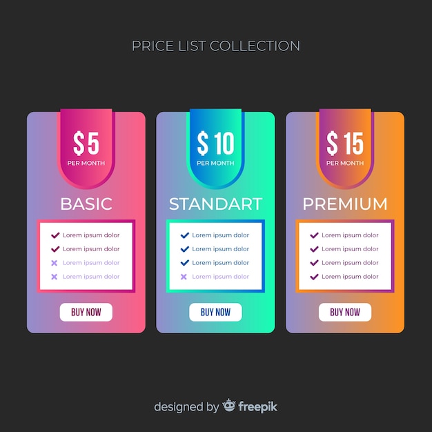 Colección de lista de precios