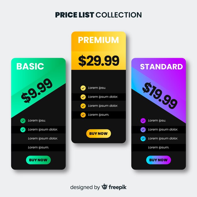 Colección listas de precios degradada