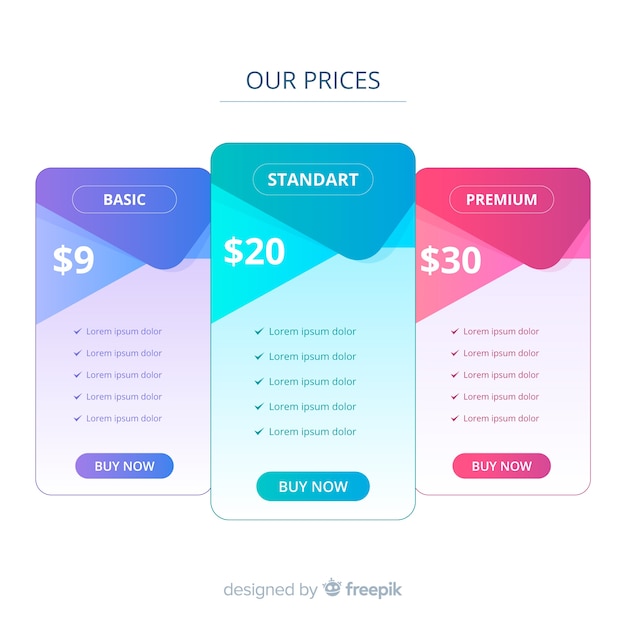 Colección listas de precios diseño plano