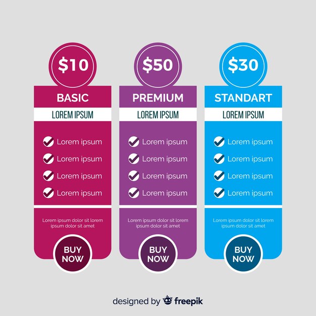Colección de listas de precios diseño plano
