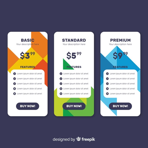 Colección listas de precios diseño plano