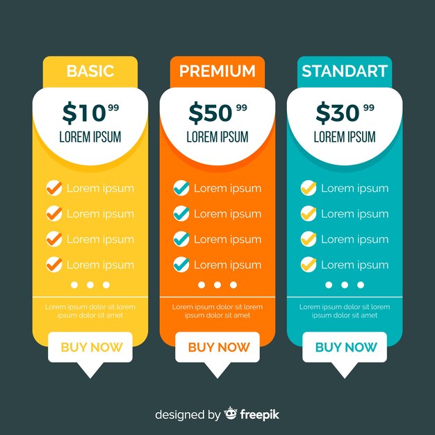 Colección de listas de precios diseño plano