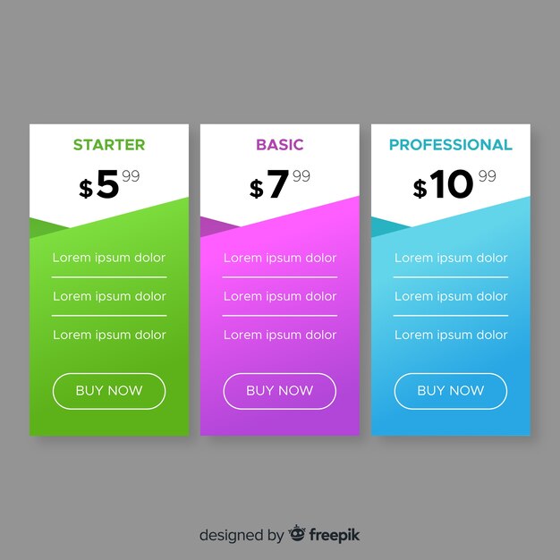 Colección listas de precios diseño plano