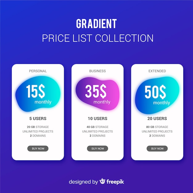 Vector gratuito colección listas de precios diseño plano