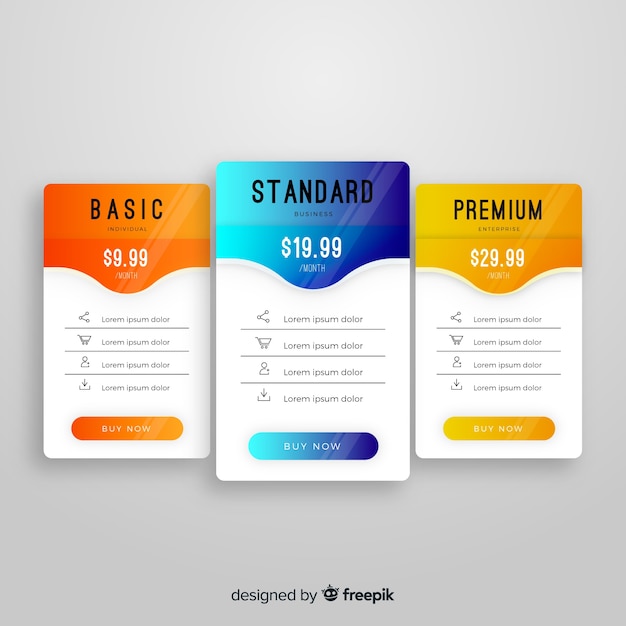 Colección listas de precios diseño plano