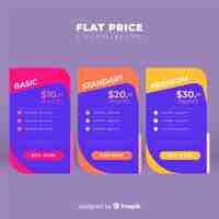 Vector gratuito colección listas de precios diseño plano