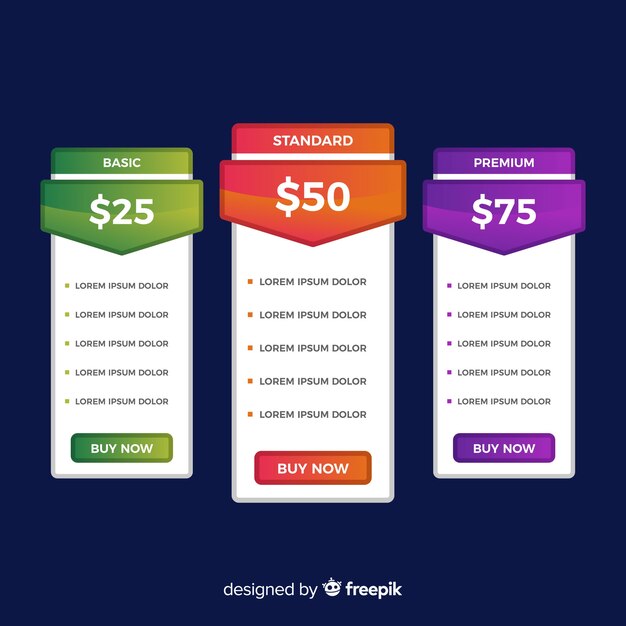 Colección listas de precios diseño plano