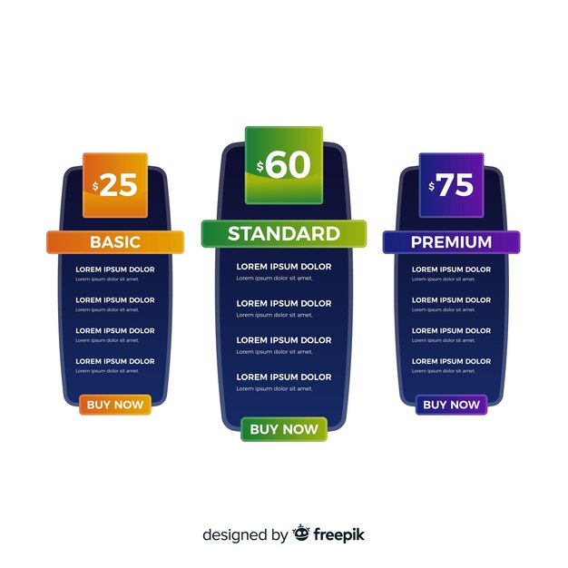 Colección listas de precios diseño plano