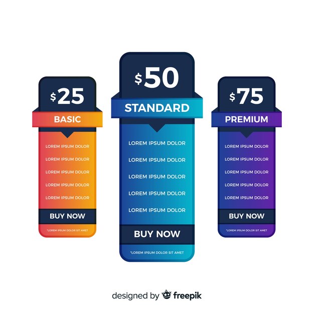 Colección listas de precios diseño plano