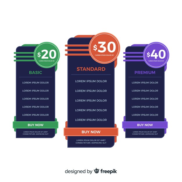 Colección de listas de precios diseño plano