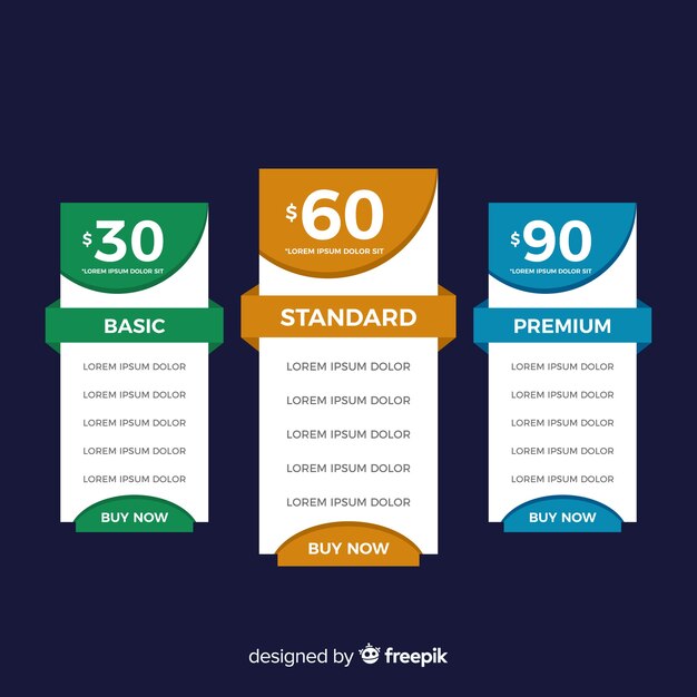 Colección de listas de precios diseño plano