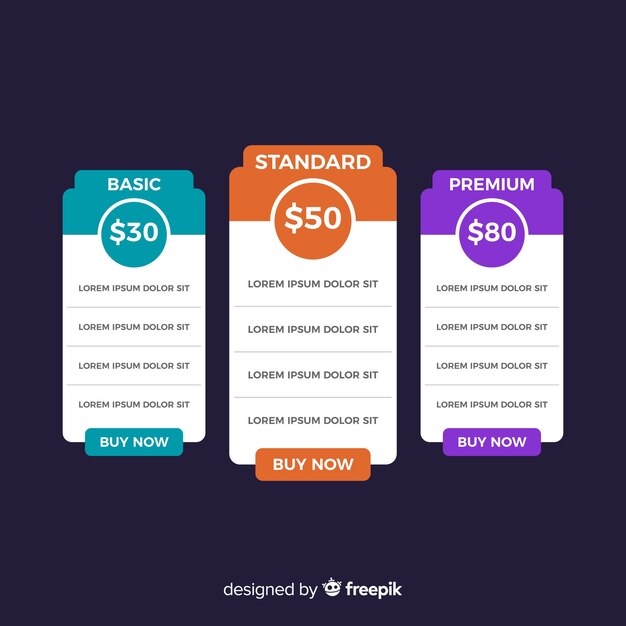 Colección de listas de precios diseño plano