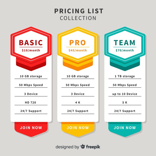 Colección de listas de precios diseño plano