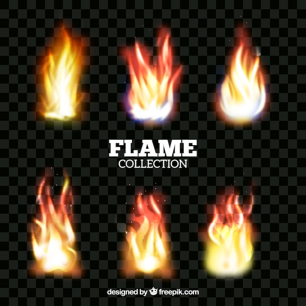 Colección de llama de fuego realista