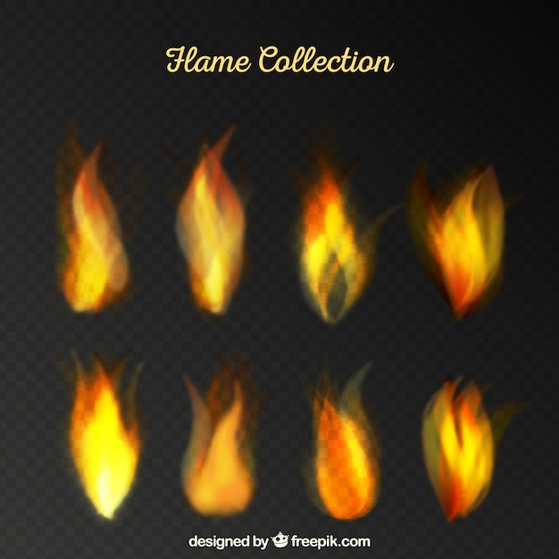 Colección de llama de fuego realista