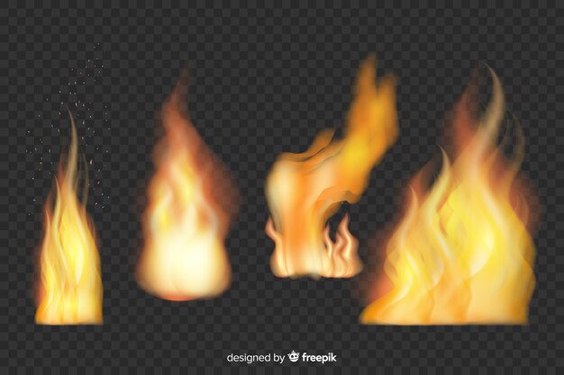 Colección de llamas de fuego realistas