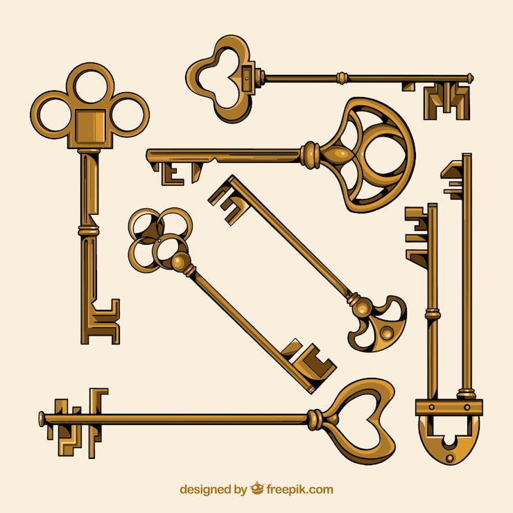 Vector gratuito colección de llaves vintage