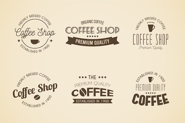 Colección de logo retro de cafetería