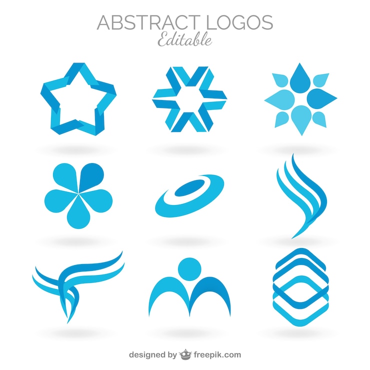 Vector gratuito colección de logos abstractos de color azul 