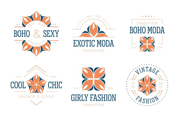 Colección de logos de accesorios de moda de diseño plano