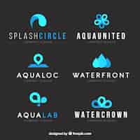 Vector gratuito colección de logos de agua para empresas en estilo plano