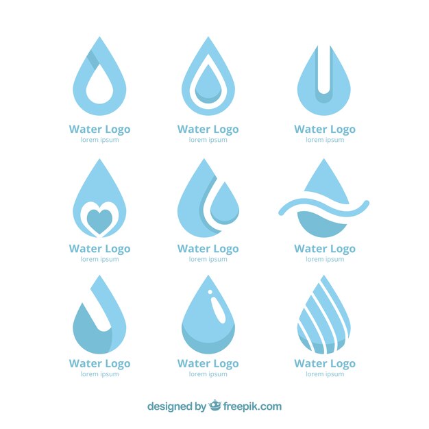 Colección de logos de agua para empresas en estilo plano
