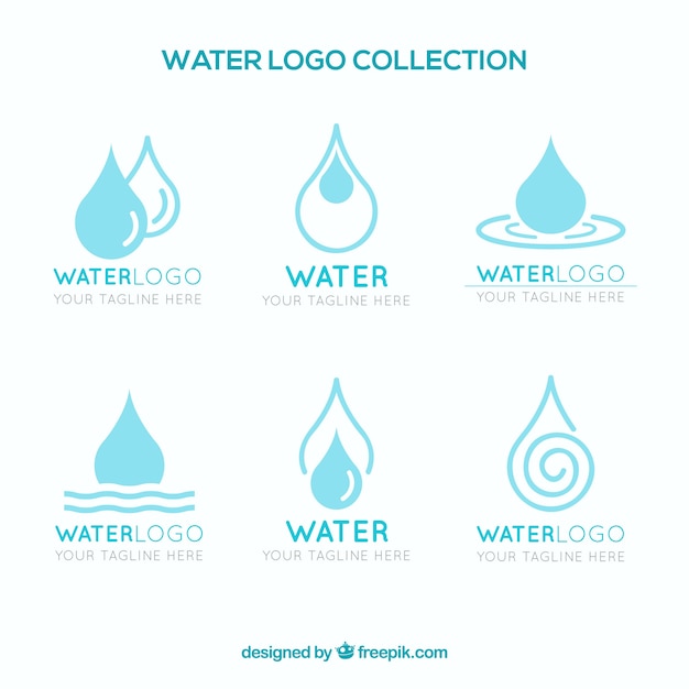 Colección de logos de agua para empresas en estilo plano