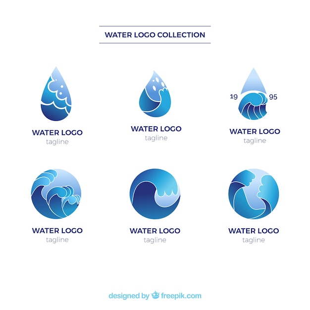 Vector gratuito colección de logos de agua para empresas en estilo plano