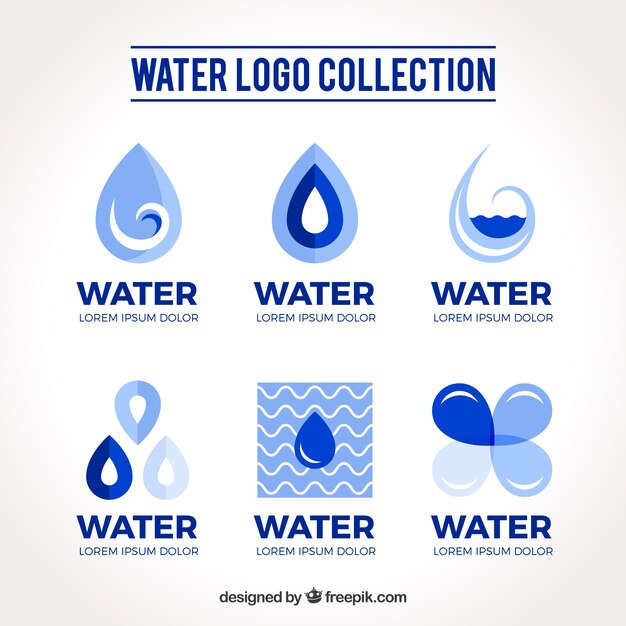 Colección de logos de agua para empresas en estilo plano