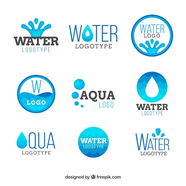 Vector gratuito colección de logos de agua para empresas en estilo plano