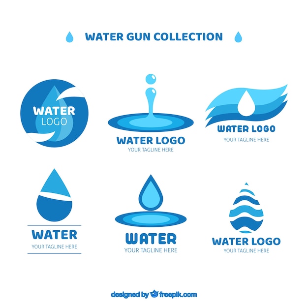 Colección de logos de agua para empresas en estilo plano