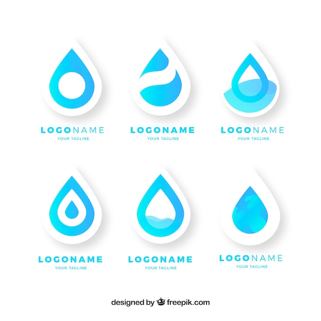 Colección de logos de agua para empresas en estilo plano 